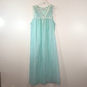 Vintage Katz Cottagecore Mint Green Nightgown L